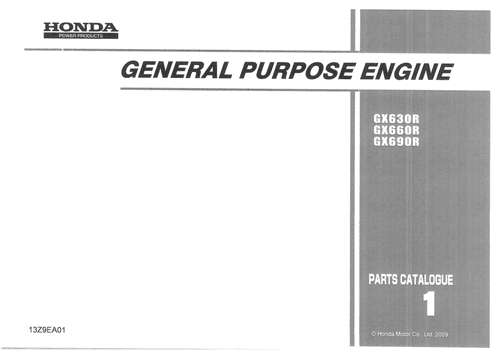 Honda General Purpose Engine GX630R GX660R GX690R Parts Manual