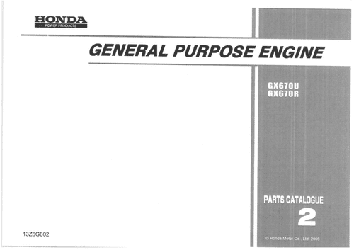 Honda General Purpose Engine GX670U GX670R Parts Manual