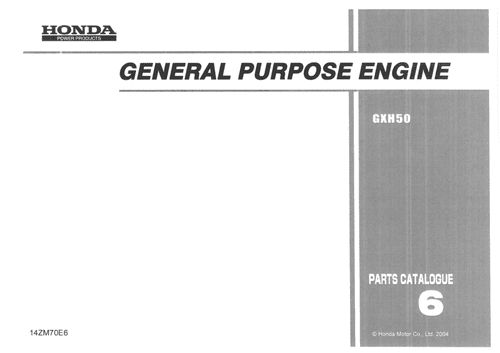 Honda General Purpose Engine GXH50 Parts Manual