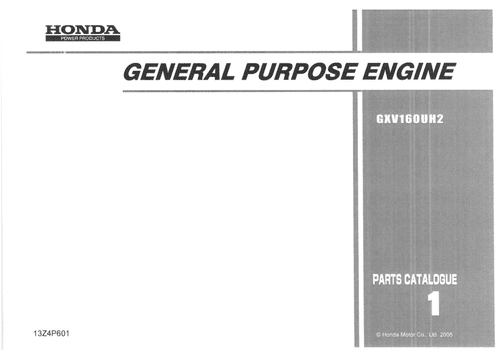 Honda General Purpose Engine GXV160UH2 Parts Manual