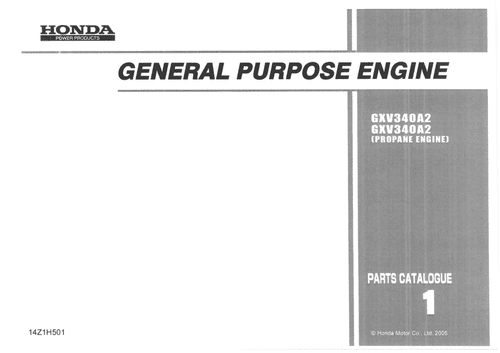 Honda General Purpose Engine GXV340A2 Parts Manual