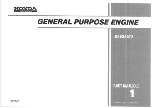 Honda General Purpose Engine GXV340T2 Parts Manual