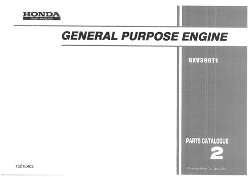 Honda General Purpose Engine GXV390T1 Parts Manual