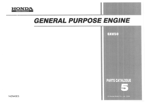 Honda General Purpose Engine GXV50 Parts Manual