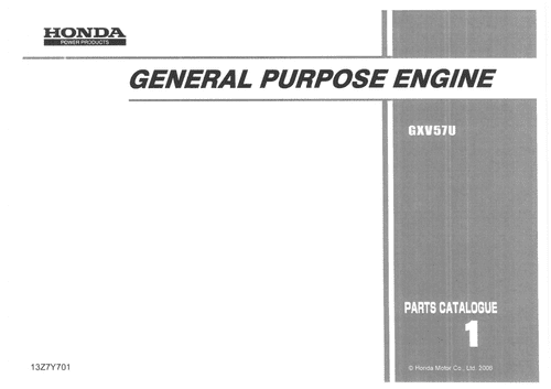 Honda General Purpose Engine GXV57U Parts Manual