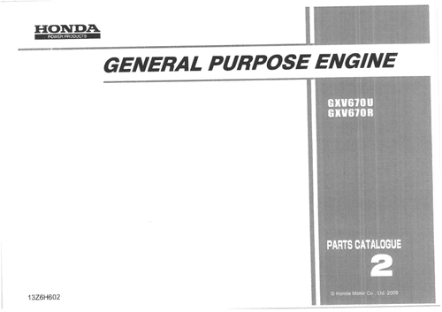 Honda General Purpose Engine GXV670U GXV670R Parts Manual