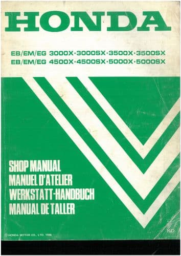 Honda Generator EB/EM/EG 3000X 300SX 3500X 3500SX 4500X 4500SX 5000X 5000SX Workshop Service Manual