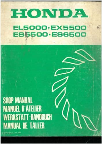 Honda Generator EL5000 EX5500 ES5500 ES6500 Workshop Service Repair Manual