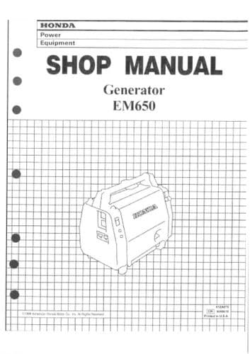 Honda Generator EM650 Workshop Service Repair Manual
