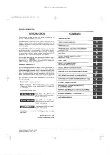 Honda Generator EU65IS EU6500IS Workshop Repair Manual