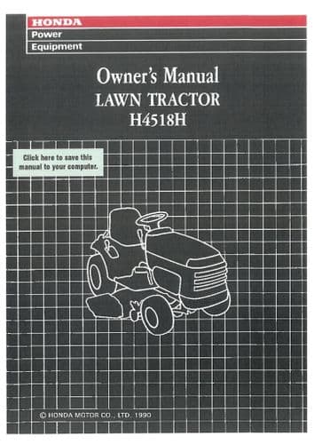 Honda Lawn Mower H4518H Operators Manual