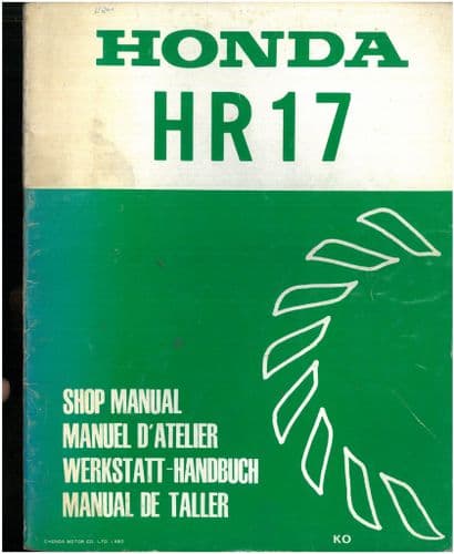 Honda Lawn Mower HR17 Workshop Service Repair Manual