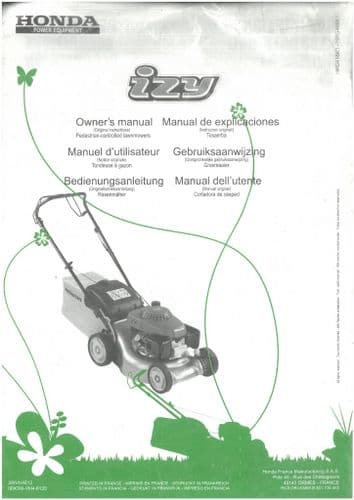 Honda Lawn Mower izy Operators Manual