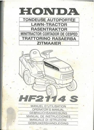 Honda Lawn Tractor HF2114S Operators Manual - HF 2114 S
