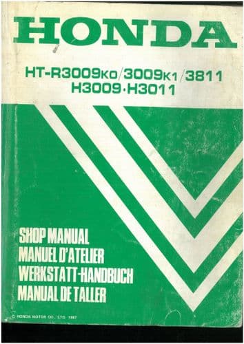 Honda Lawn Tractor HTR3009K0 HTR3009K1 HTR3811 H3009 H3011  Workshop Service Repair Manual