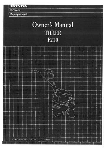 Honda Mini Tiller F210 Operators Manual F 210