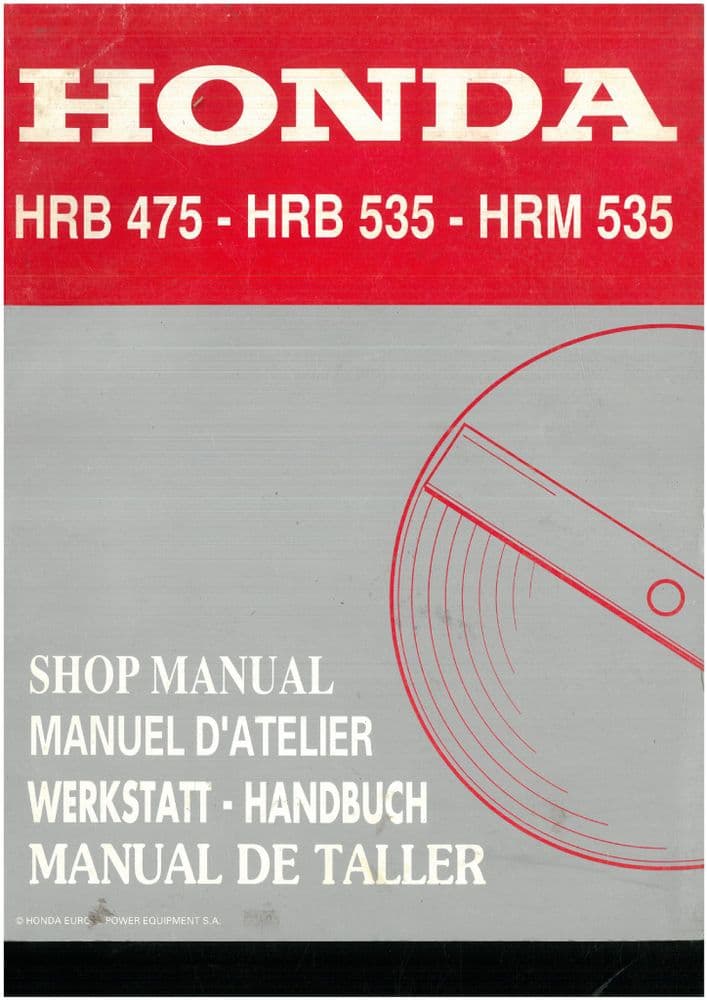 Honda Rotary Mower HRB475 HRB535 HRM535 Service Manual — free download