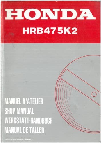 Honda Rotary Mower HRB475K2 Workshop Service Manual