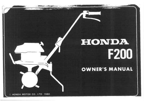 Honda Tiller F200 Operators Manual F 200