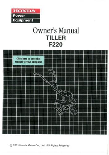 Honda Tiller F220 Operators Manual F 220