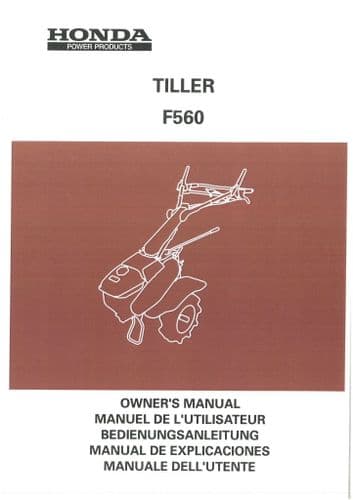 Honda Tiller F560 Operators Manual F560
