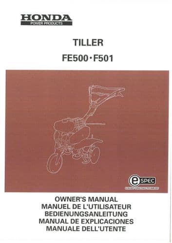 Honda Tiller FE500 & F501 Operators Manual FE  500 F 501