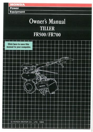 Honda Tiller FR500 & FR700 Operators Manual FR 500 700