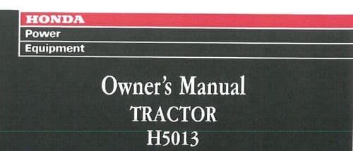 Honda Tractor H5013 Operators Manual