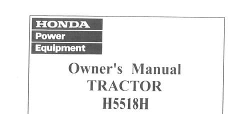 Honda Tractor H5518H Operators Manual
