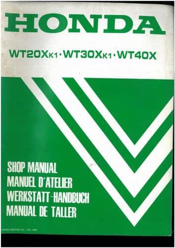 Honda Water Pump WT20XK1 WT30XK1 WT40X Workshop Service Repair Manual