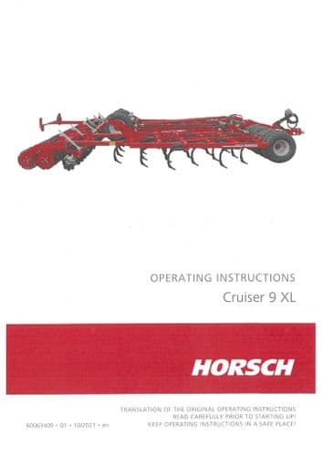 Horsch Cultivator Cruiser 9XL Operators Manual