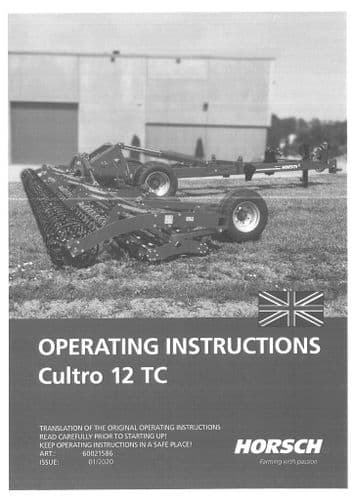 Horsch Cultivator Cultro Knife Roller 12TC Operators Manual