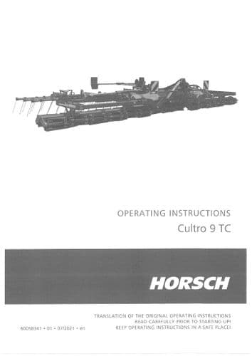 Horsch Cultivator Cultro Knife Roller 9TC Operators Manual