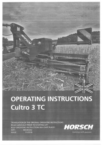 Horsch Cultivator Knife Roller Cultro 3TC Operators Manual