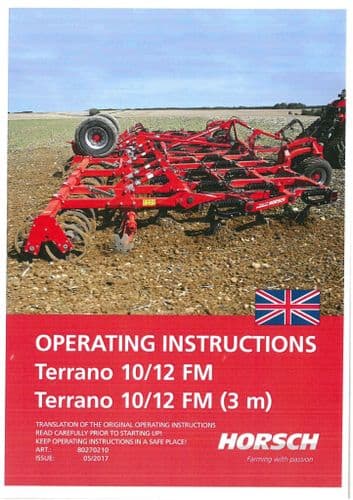 Horsch Cultivator Terrano 10FM 12FM Operators Manual