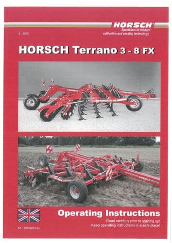 Horsch Cultivator Terrano 3FX 4FX 5FX 6FX 7FX 8FX Operators Manual