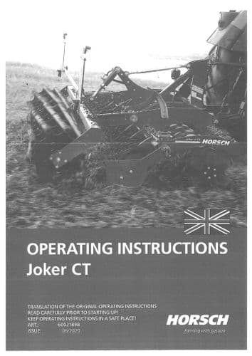 Horsch Disc Harrow Joker 3CT 3.5CT 4CT 5CT 6CT 7CT 4CT Starr Operators Manual