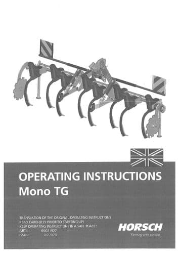 Horsch Disc Harrow Mono 3TG 3.5TG 4TG Operators Manual