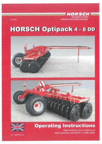 Horsch Roller Optipack 4DD 5DD 6DD 8DD Operators Manual