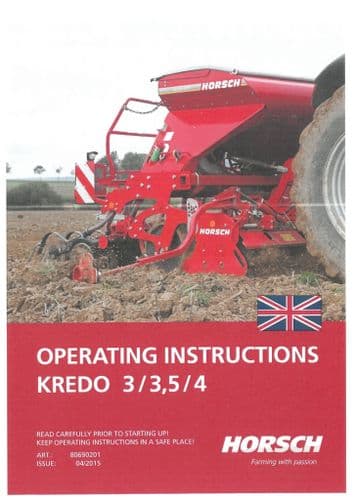 Horsch Rotary Harrow Kredo 3, 3.5 & 4 Operators Manual