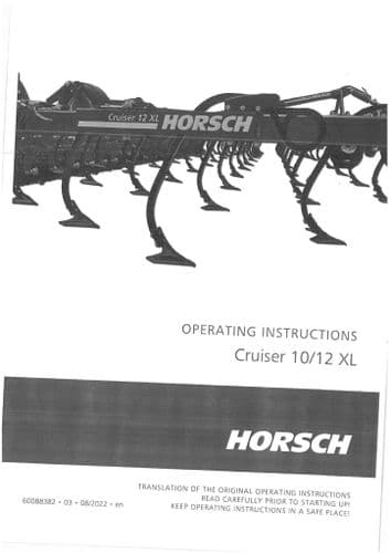 Horsch Seed Drill Avatar 12SD 40SD Operators Manual