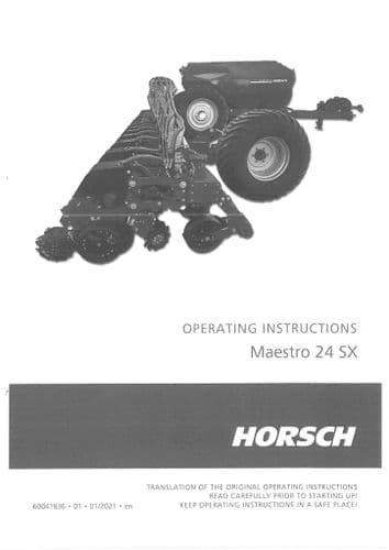 Horsch Seed Drill Maestro 24SX Operators Manual
