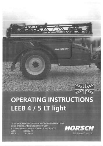 Horsch Self Propelled Sprayer Leeb 4 5 LT Light Operators Manual