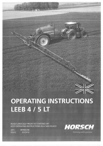 Horsch Self Propelled Sprayer Leeb 4LT 5LT Operators Manual