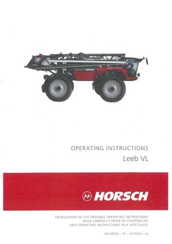Horsch Self Propelled Sprayer Leeb 5.280VL 5.300VL 6.280VL 6.300VL 6.400VL  Operators Manual