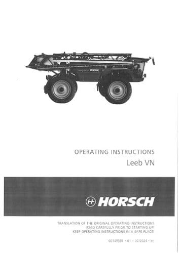 Horsch Self Propelled Sprayer Leeb 5.280VN 5.300VN 6.280VN 6.300VN Operators Manual