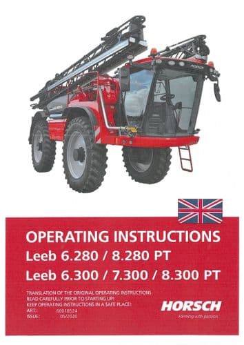 Horsch Self Propelled Sprayer Leeb 6.280PT 8.280PT 6.300PT 7.300PT 8.300PT Operators Manual