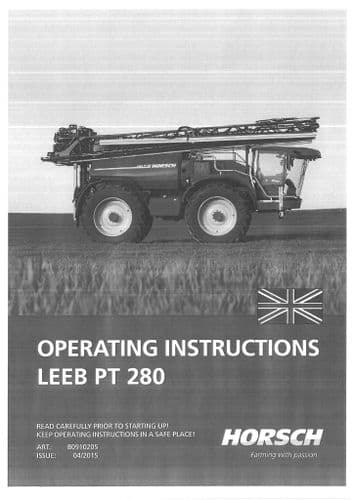 Horsch Self Propelled Sprayer Leeb PT280 Operators Manual