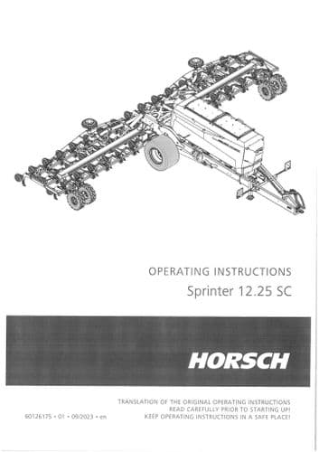 Horsch Tine Seed Drills Sprinter 12.25SC Operators Manual