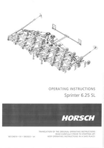 Horsch Tine Seed Drills Sprinter 6.25SL Operators Manual